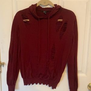 Forever21 Distressed Red Hoodie